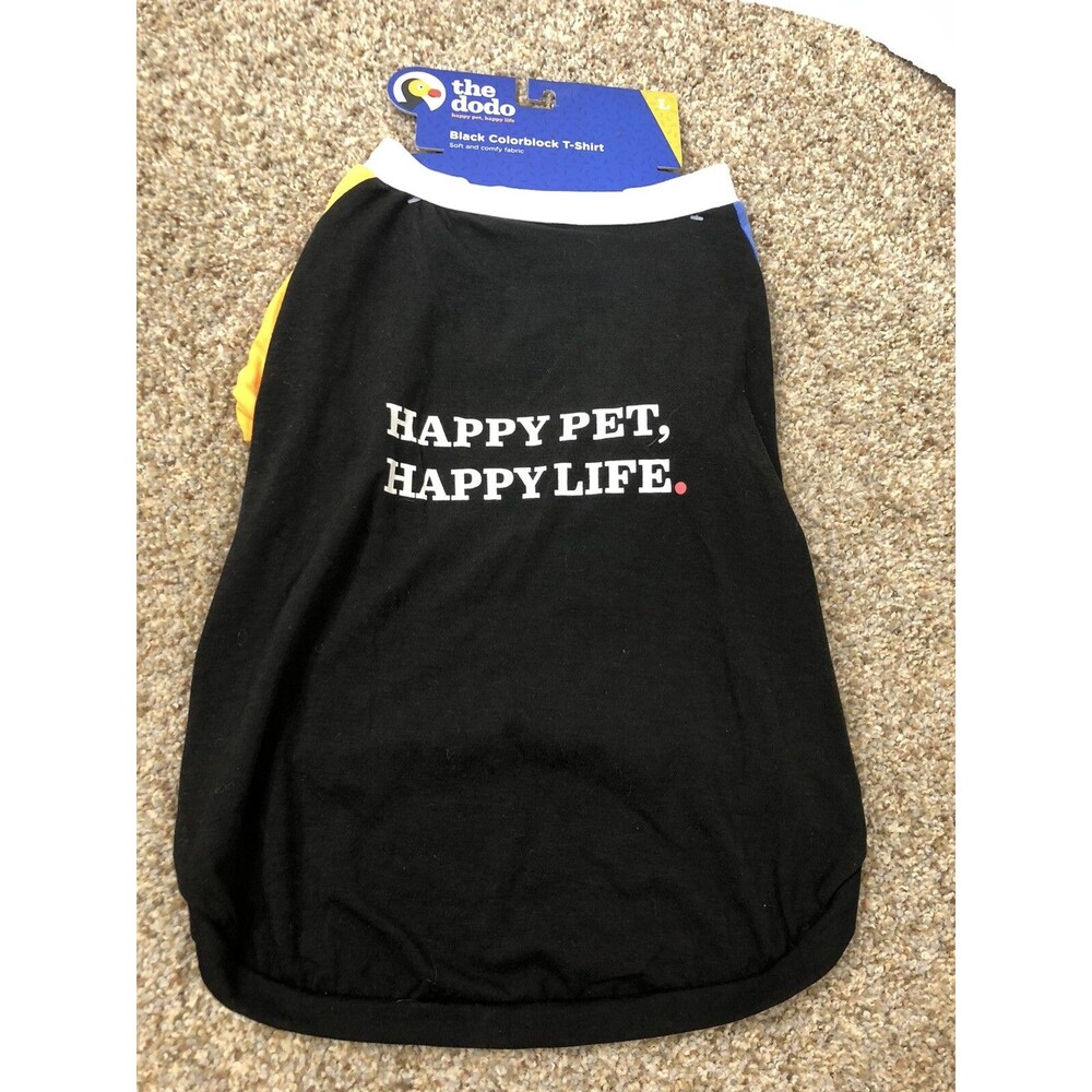 The Dodo Black Colorblock T-shirt for Dogs Size Medium Happy Pet Happy Life (tw)